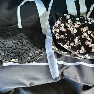 Victoria secret Black Lace and Floral Print Clutch Set